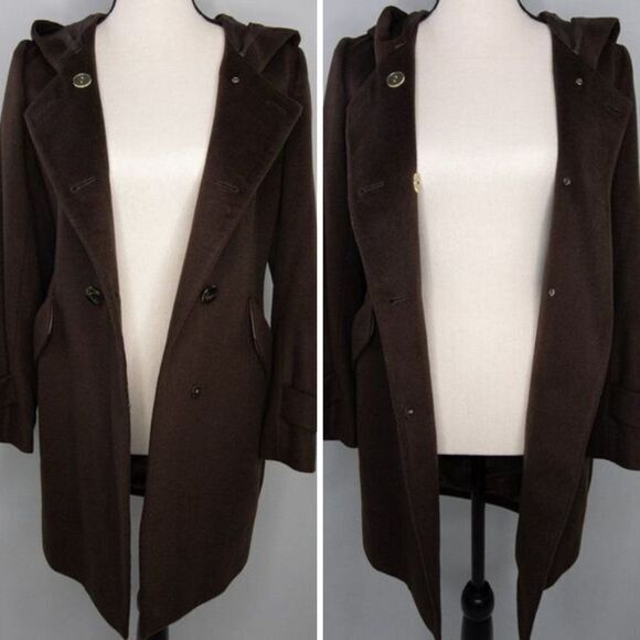 Vintage wool silk cashmere blend brown coat‎ - Picture 9 of 16